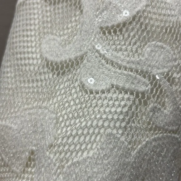 Minuet White Sequin Dress Size S Floral Pattern Sleeveless Prom Formal Wedding - Picture 5 of 12